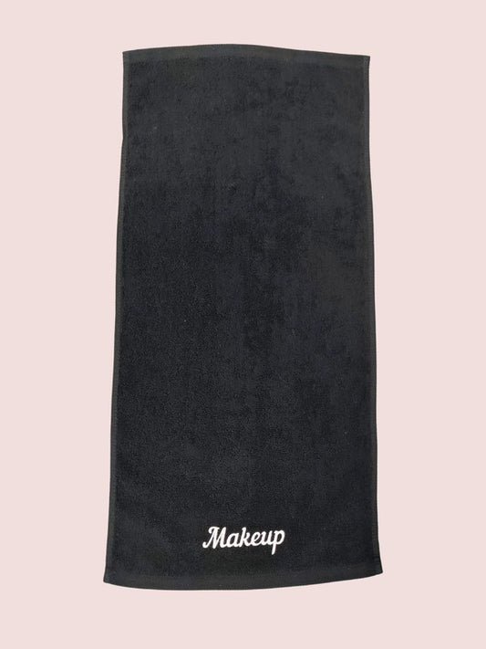 BELLAXAM Embroidered Black Make Up Remover Hand Towel